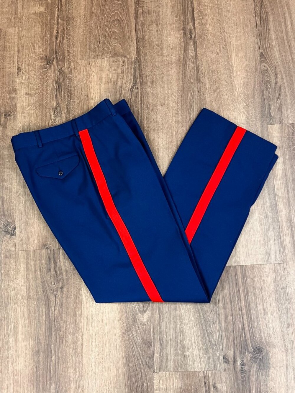 Defense Logistics Agency Pants Blue Red Stripe Wool Poly Blend